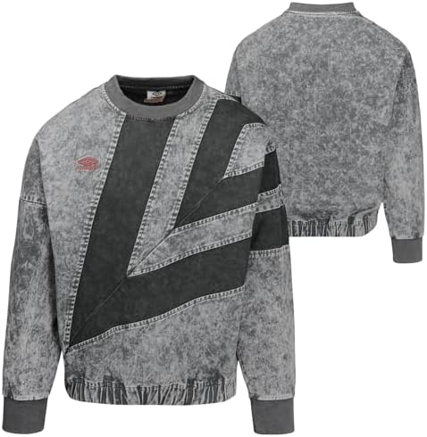 Umbro Suéter masculino de broca de diamante lavado, Preto/Cinza